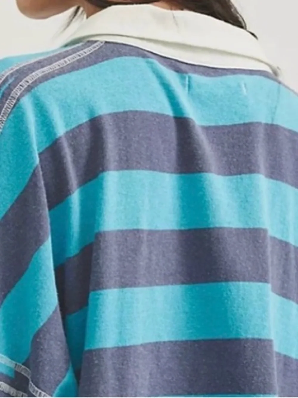Free People We The Free Auggie Oversized Polo Tee. Net. Night shadow/tropical